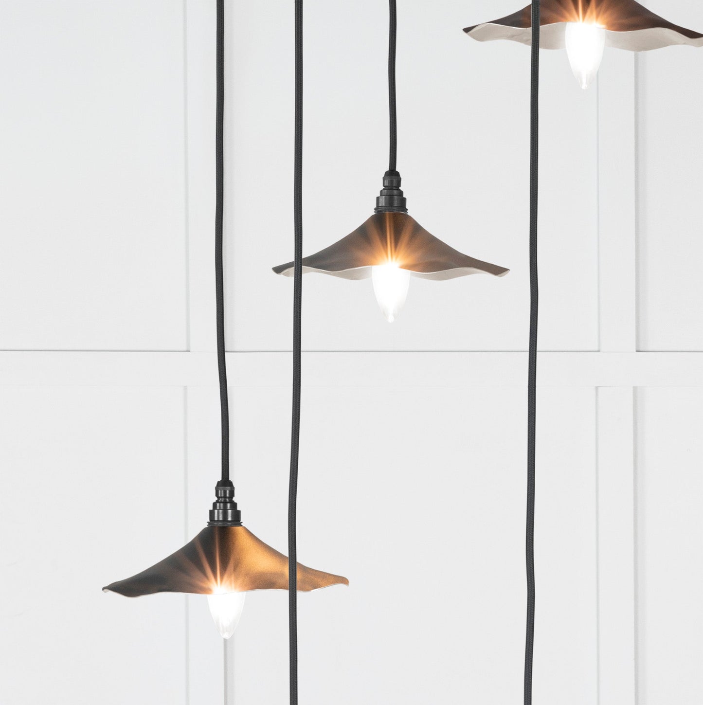 Smooth Nickel Flora Cluster Pendant Light Elan Black, Underside.