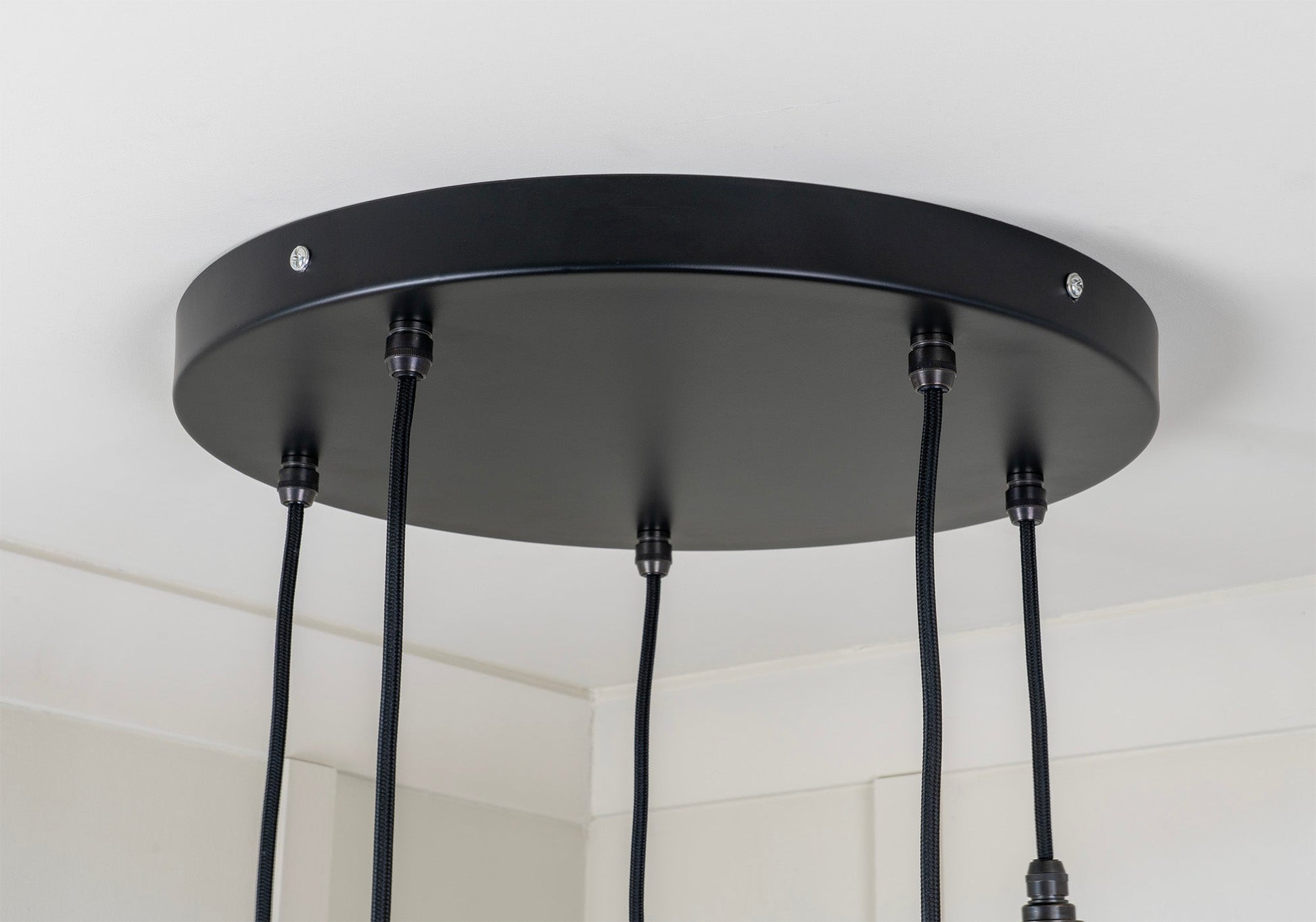 Smooth Brass Flora Cluster Pendant Light Elan Black, Detailed close up view of pendant.