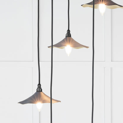 Smooth Brass Flora Cluster Pendant Light Slate, Underside.