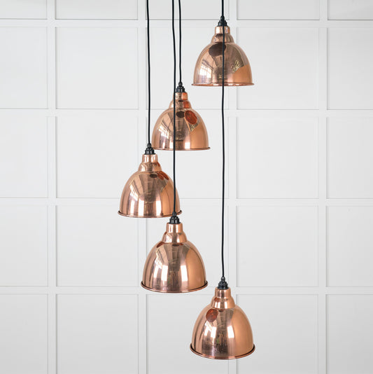 Smooth Copper Brindley Cluster Pendant Light , Front Side.