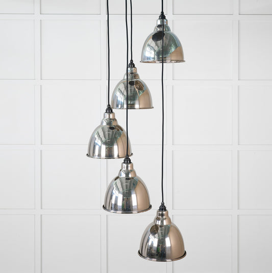 Smooth Nickel Brindley Cluster Pendant Light , Front Side.