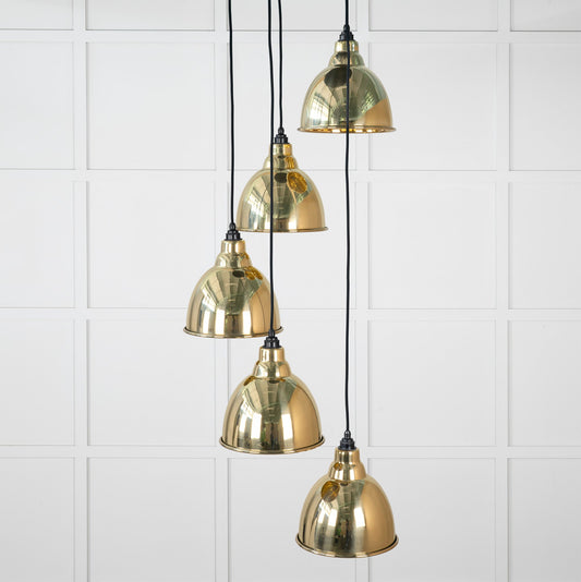 Smooth Brass Brindley Cluster Pendant Light , Front Side.