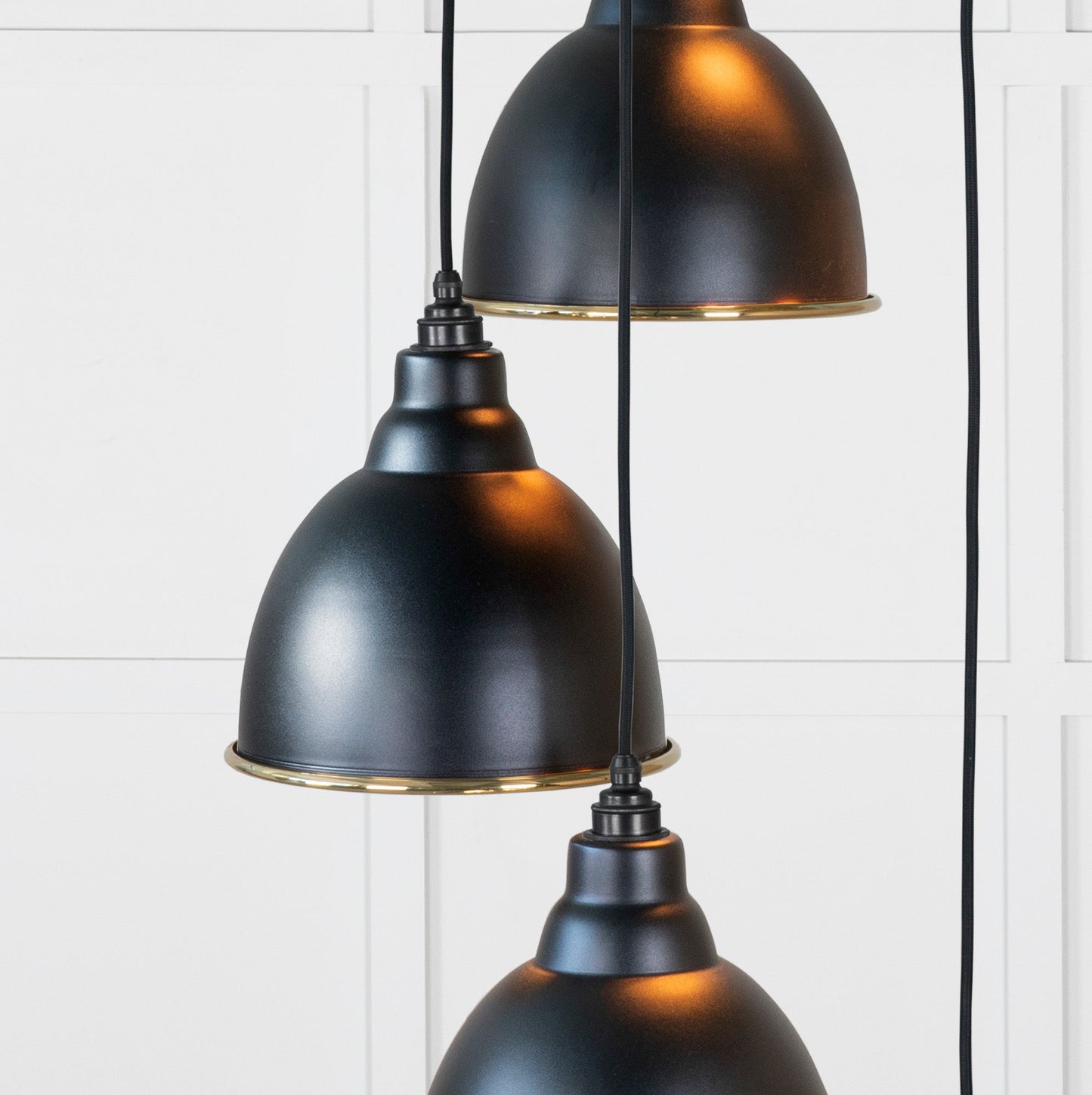 Hammered Brass Brindley Cluster Pendant Light Elan Black, Underside.