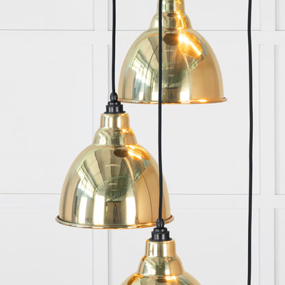 Hammered Brass Brindley Cluster Pendant Light , Underside.