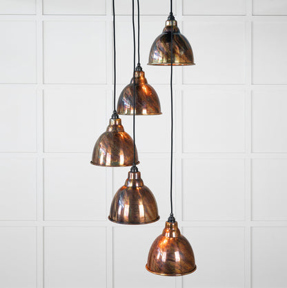 Burnished Brindley Cluster Pendant Light , Front Side with light on.