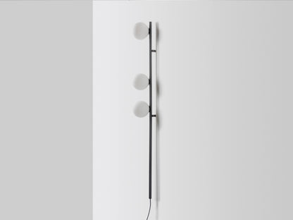 Charcoal grey Bar Opal Ball Wall Light, side view.