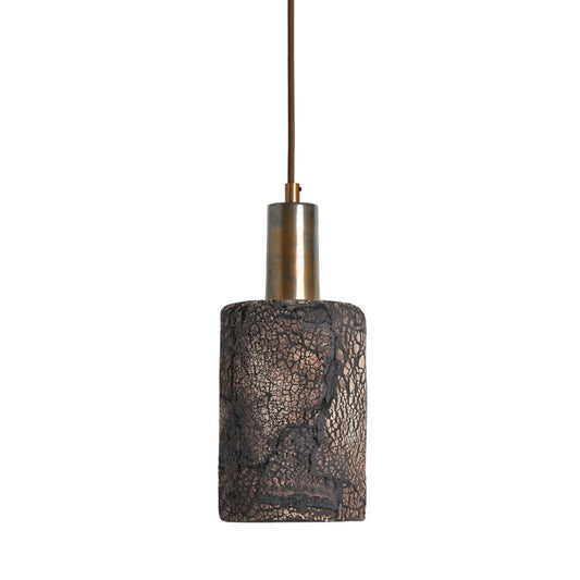 Senna Organic Ceramic Cylinder Pendant Light 12cm, Black Clay