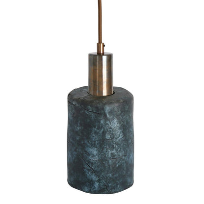 Senna Organic Ceramic Cylinder Pendant Light 12cm, Blue Earth