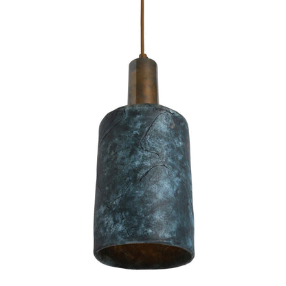 Senna Organic Ceramic Cylinder Pendant Light 12cm, Blue Earth