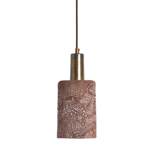 Senna Organic Ceramic Cylinder Pendant Light 12cm, Red Iron