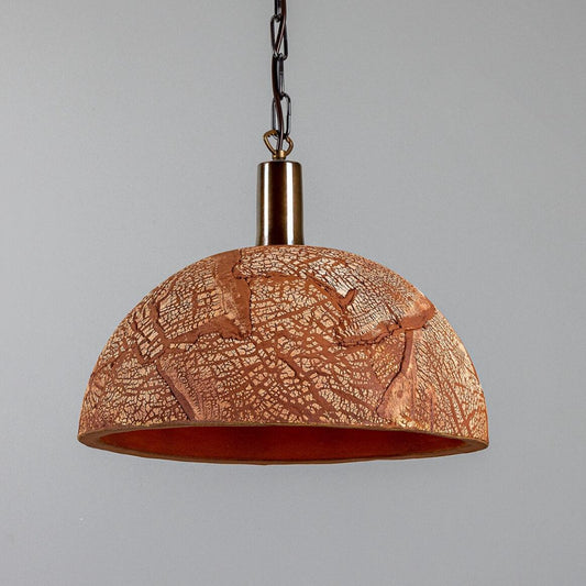 Kauri Organic Ceramic Dome Pendant Light 37cm, Red Iron