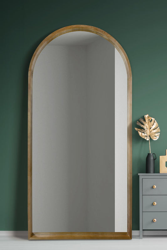 Scandinavian Elegance - 79" X 39" (200CM X 100CM) Solid Oak Arched Leaner/Walled Mirror-1