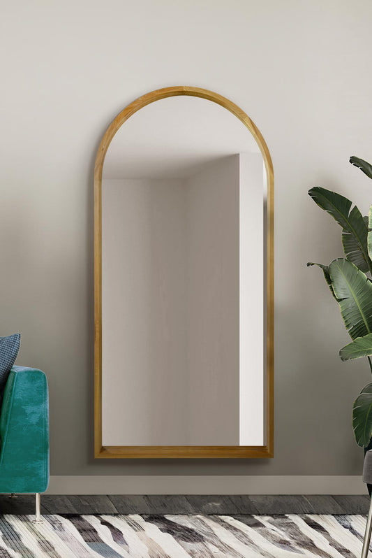 Scandi Elegance - 71" X 35" (180CM X 90CM) Solid Oak Arched Leaner/Walled Mirror-1