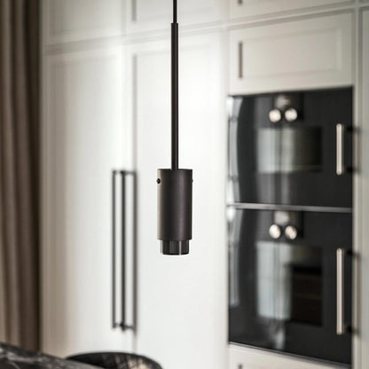 Exhaust Pendant Light / Linear / Graphite Gun Metal, detailed close up view in kitchen setting.