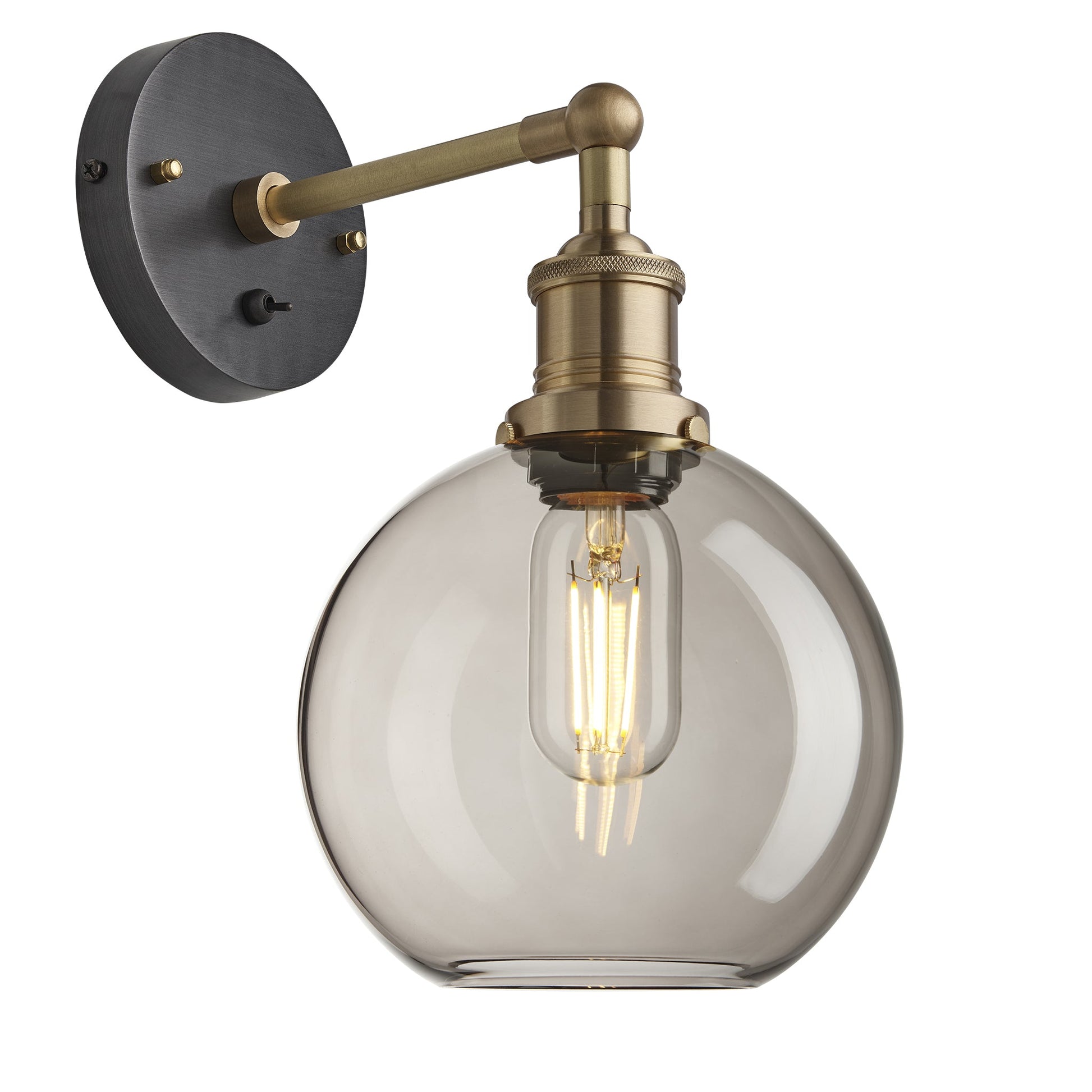 Brooklyn Smoked Glass Globe Wall Light - 7 Inch , Product Shot