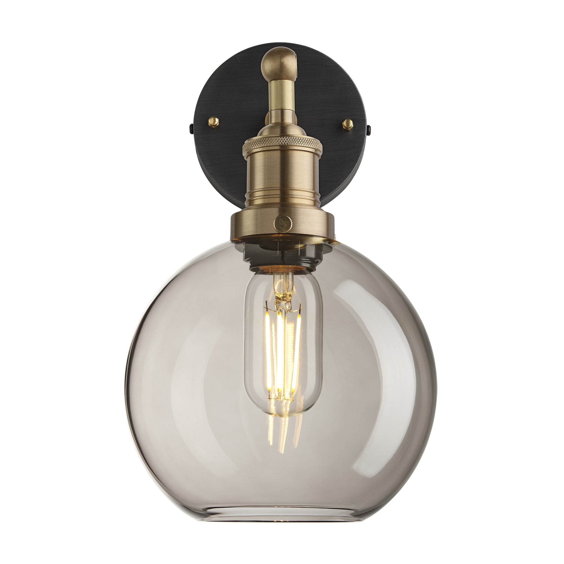 Brooklyn Smoked Glass Globe Wall Light - 7 Inch , Product Shot