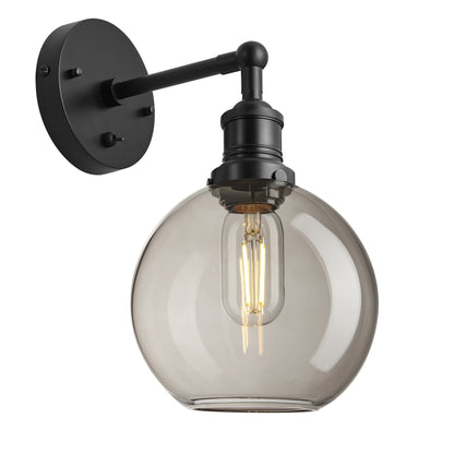 Brooklyn Smoked Glass Globe Wall Light - 7 Inch , Product Shot