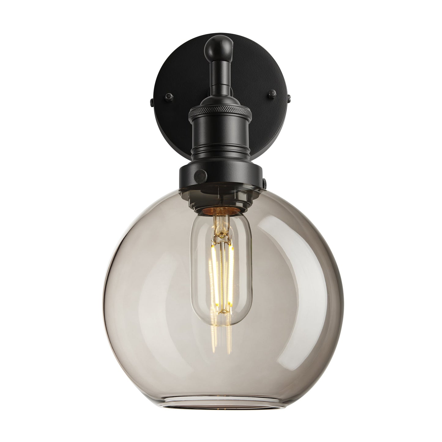 Brooklyn Smoked Glass Globe Wall Light - 7 Inch , Product Shot