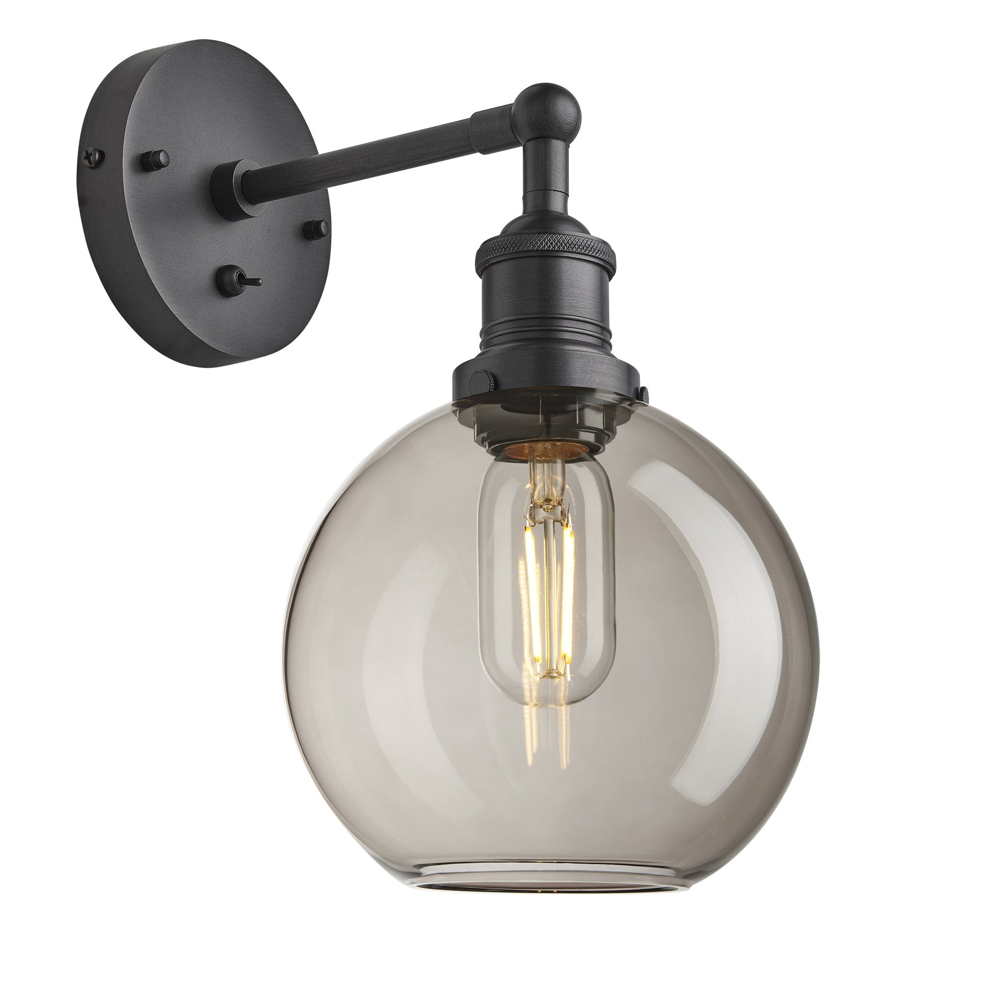 Brooklyn Smoked Glass Globe Wall Light - 7 Inch , Product Shot