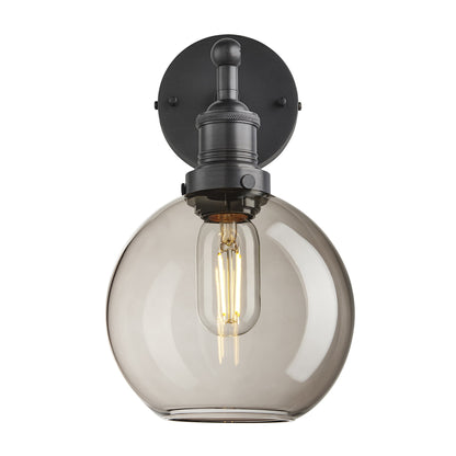 Brooklyn Smoked Glass Globe Wall Light - 7 Inch , Product Shot