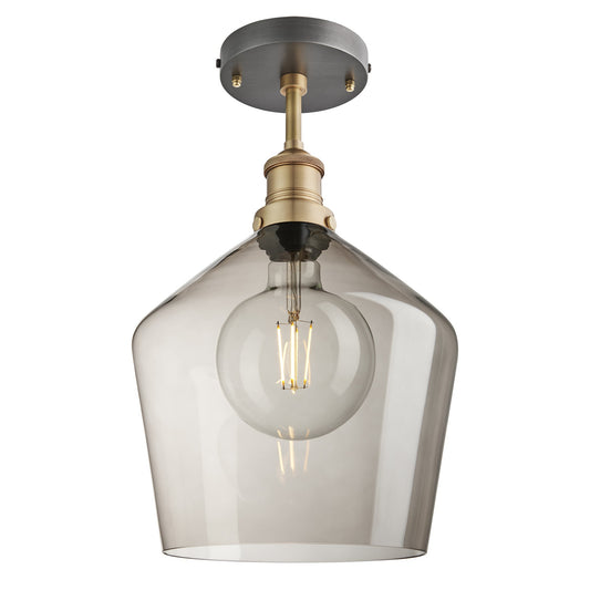 Brooklyn Smoked Glass Schoolhouse Flush Mount - 10 Inch , Product Shot