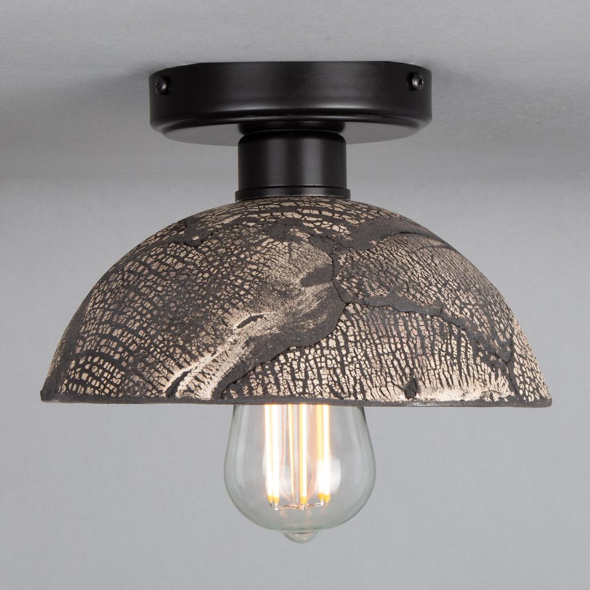 Kauri Organic Ceramic Dome Ceiling Light 20cm, Black Clay