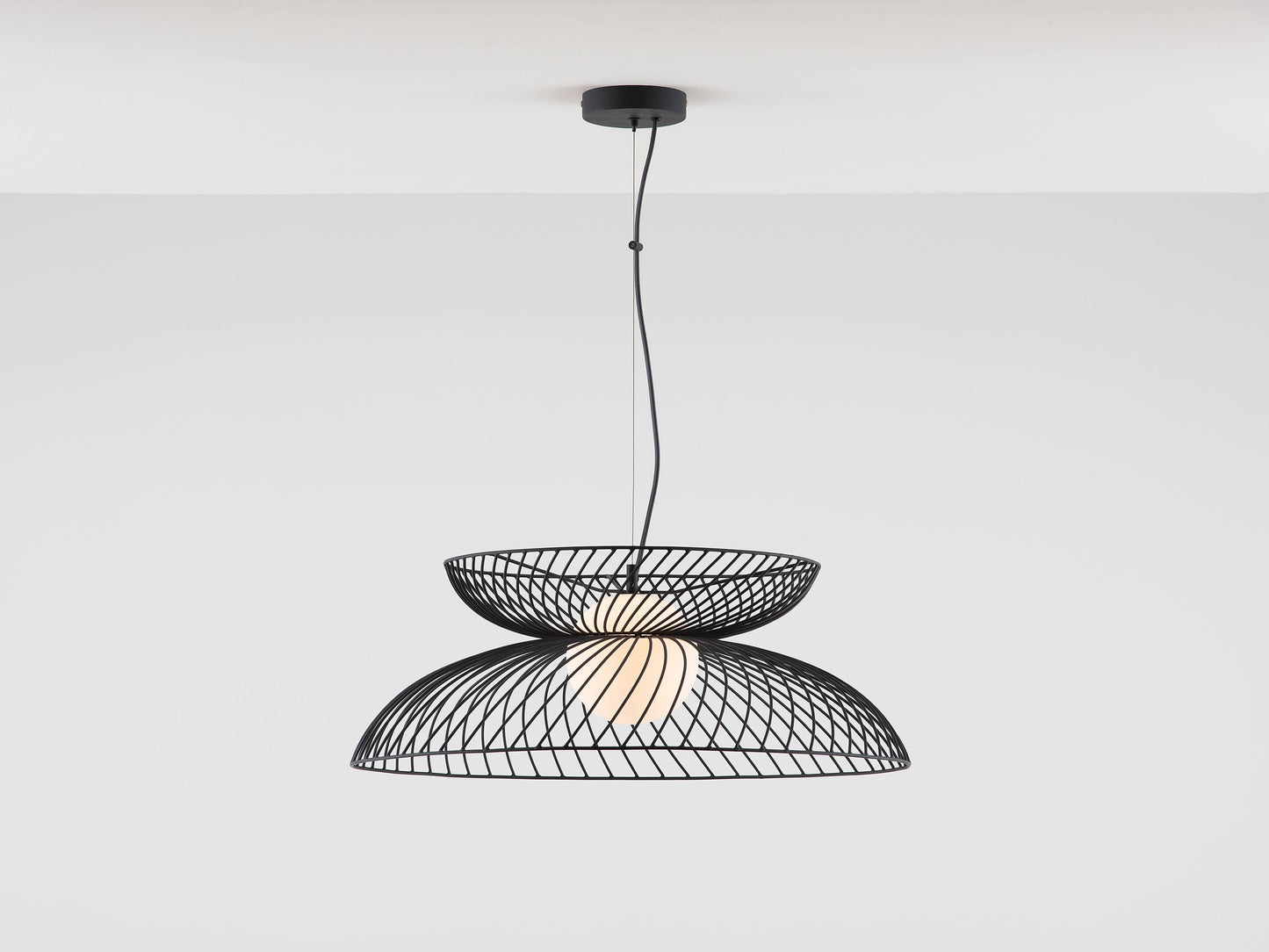 Charcoal Grey Cage Ceiling Light, front view.