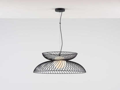 Charcoal Grey Cage Ceiling Light, front view.