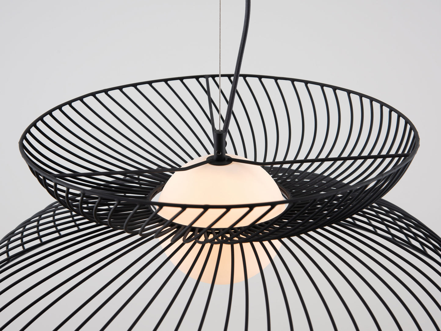 Charcoal Cage Ceiling Light, detailed top view.