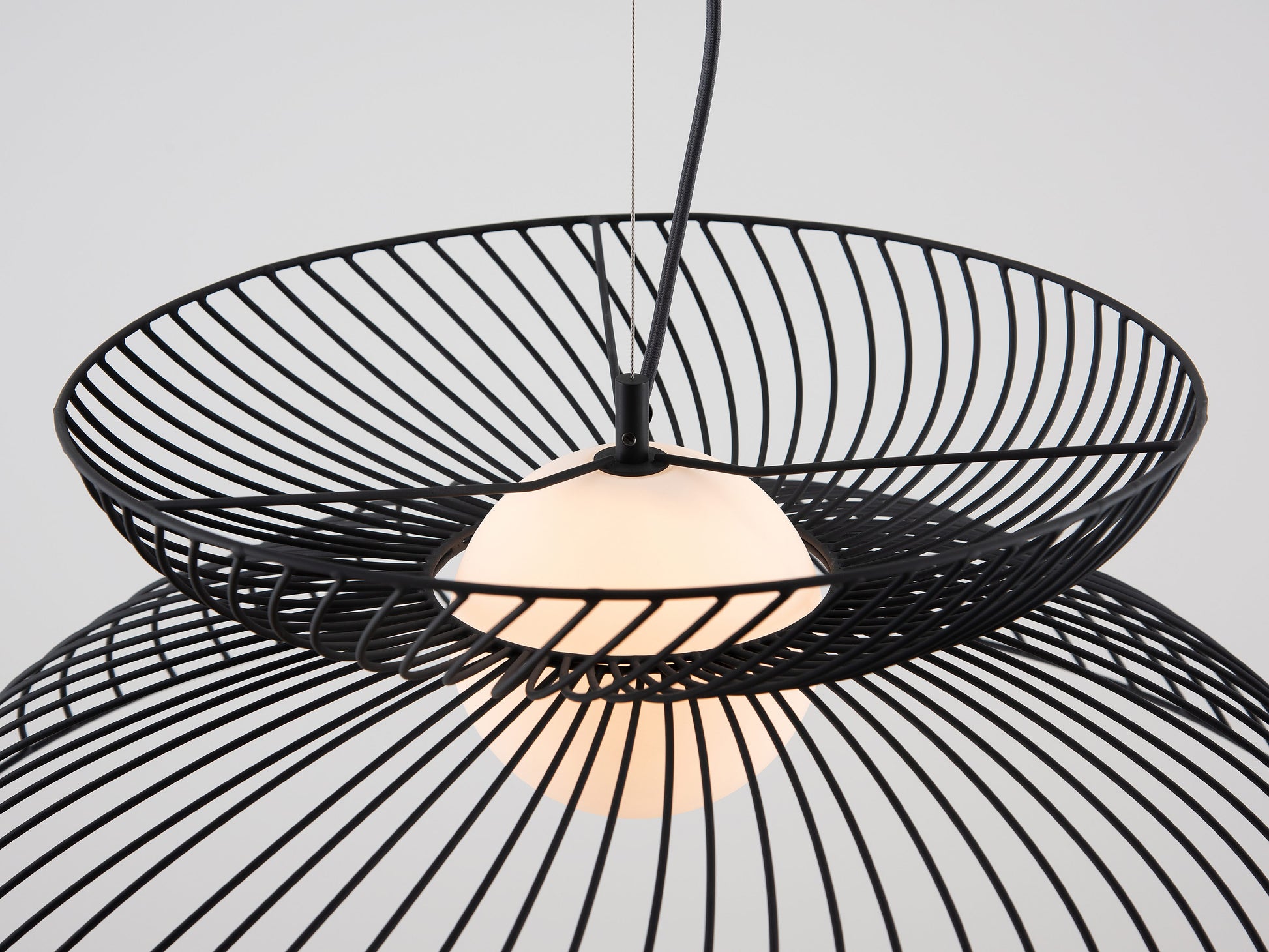 Charcoal Cage Ceiling Light, detailed top view.