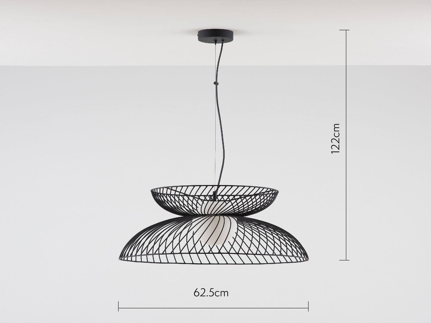 Charcoal Cage Ceiling Light, Dimensions.