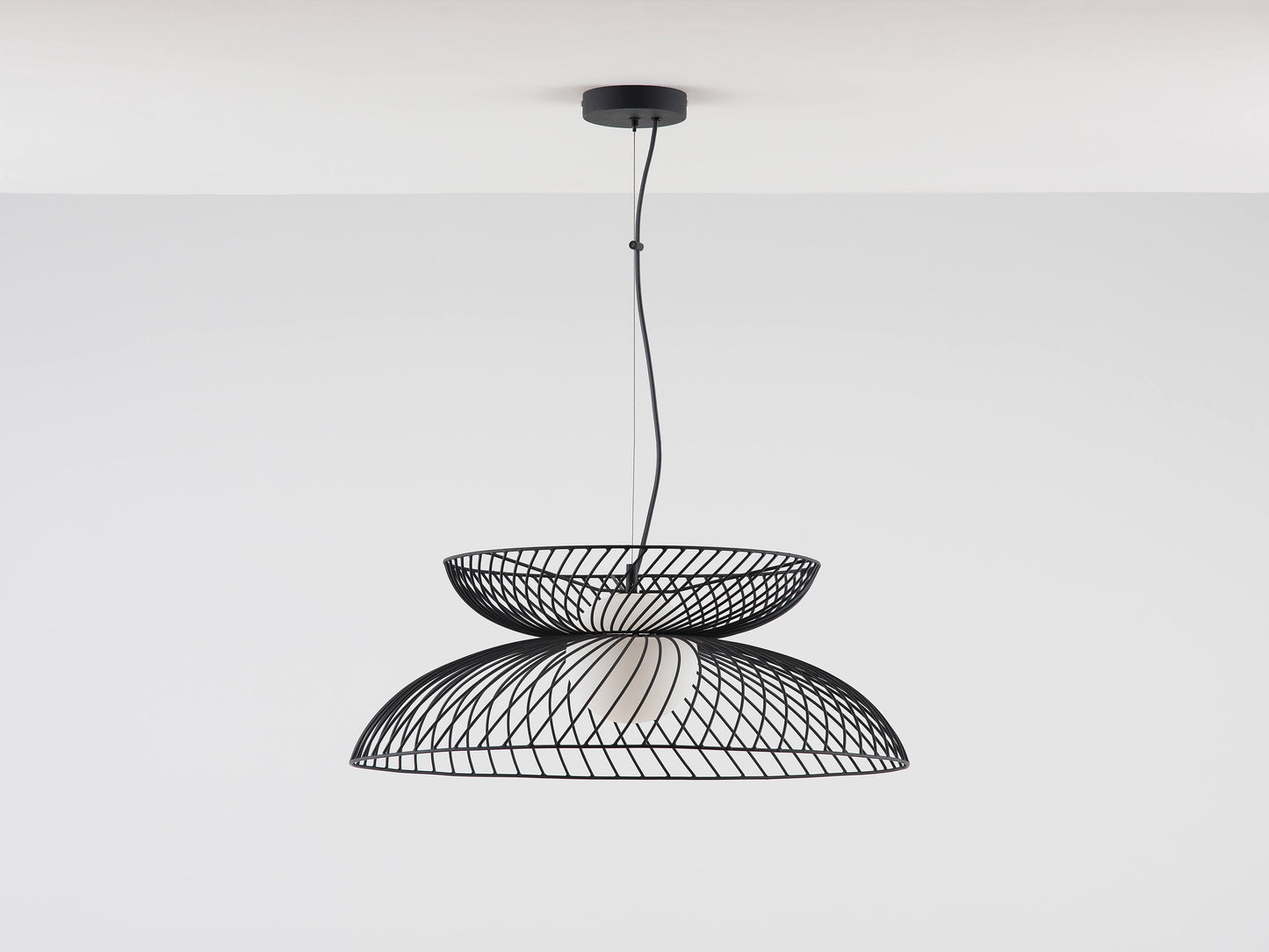 Charcoal Cage Ceiling Light, Front view.