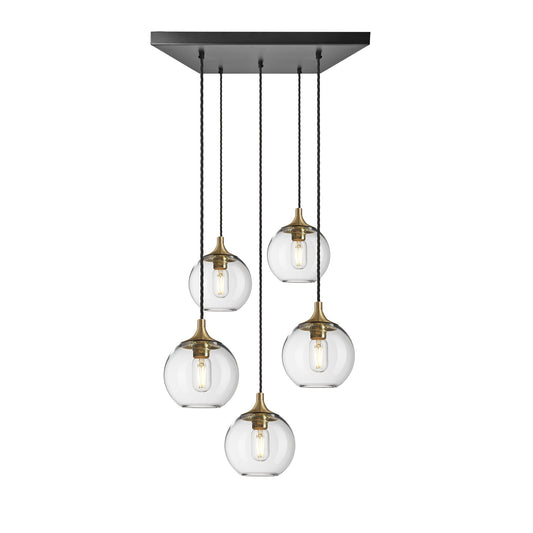 Chelsea Glass Globe 5 Wire Square Cluster Lights - 7 inch , Product Shot