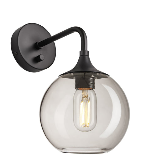 Chelsea Smoked Glass Globe Wall Light - 7 Inch , Product Shot