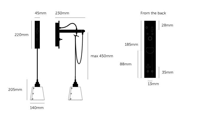 Hooked Wall/ Small/ Stone smoked Steel dimensions 