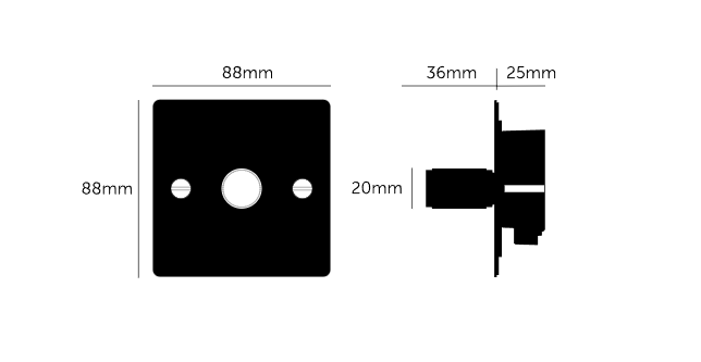 1G Dimmer/ 120W/ Brass dimensions 