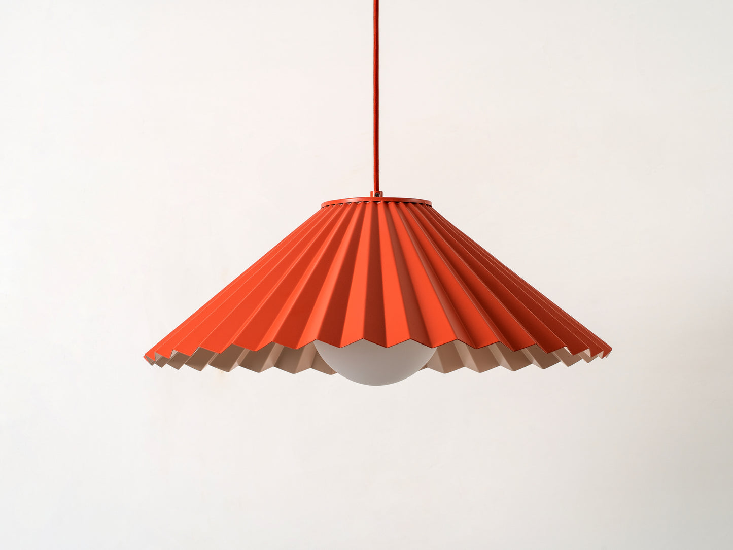 The Pleat Pendant Ceiling Light, Detailed front view.