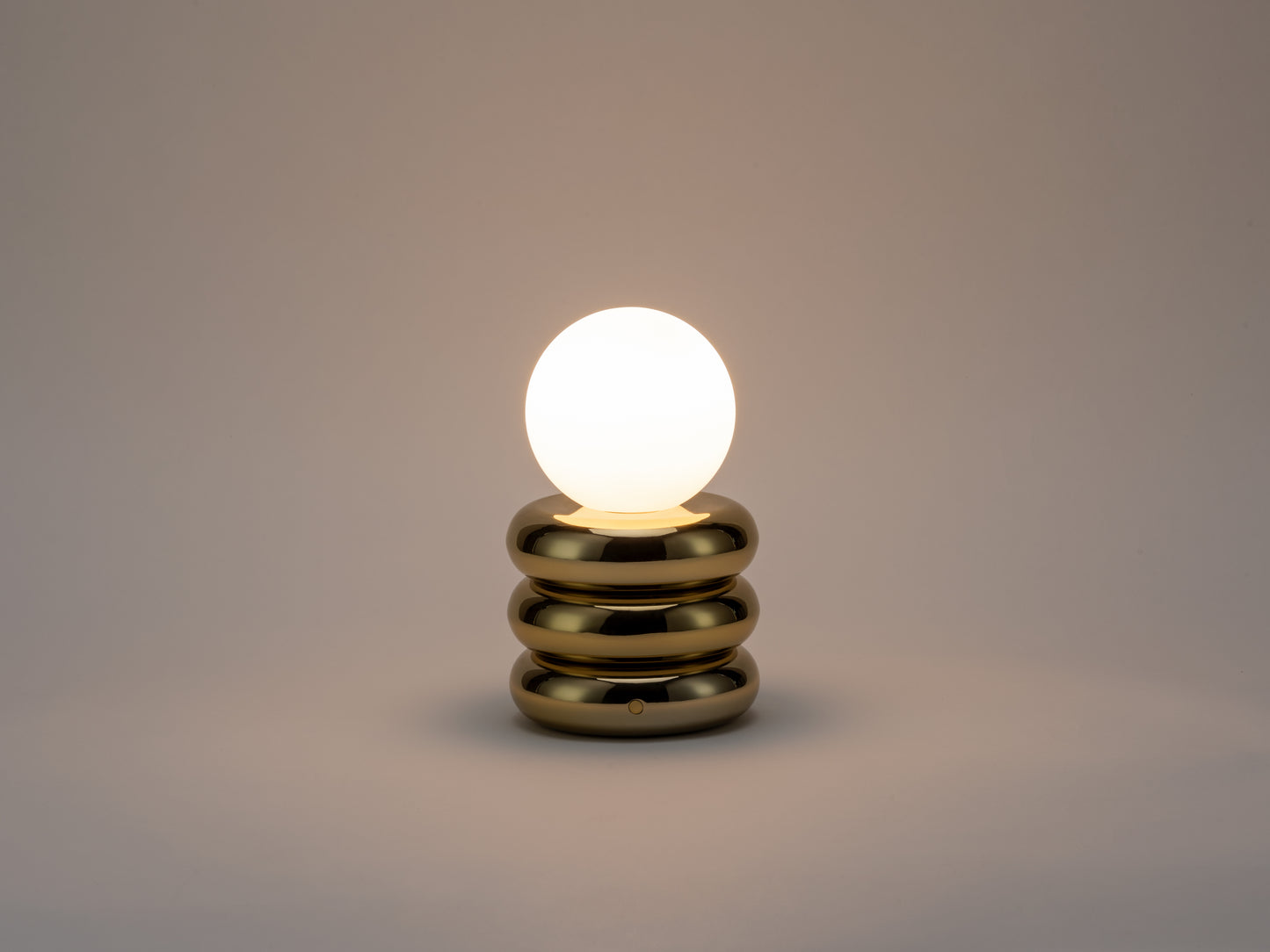 Brass Rechargeable Table Lamp, on front view.