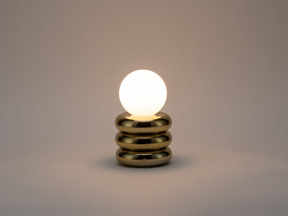 Brass Rechargeable Table Lamp, on front view.