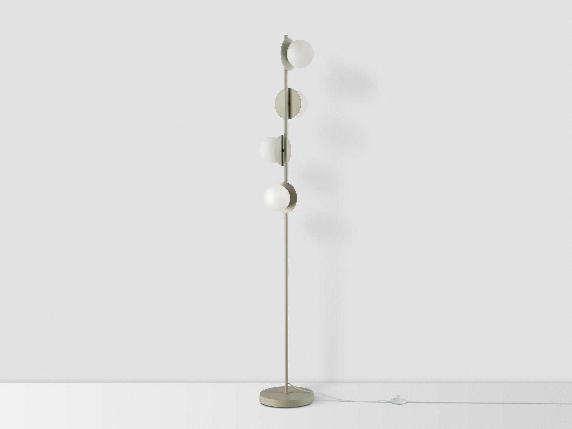 sand Opal Disk Floor Lamp, front view.