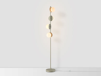 sand Opal Disk Floor Lamp, on front view.