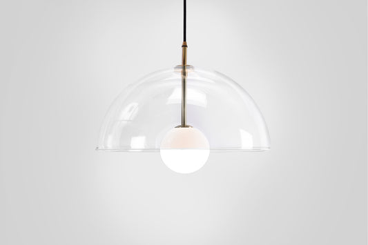 Deco Pendant Light, clear front view.