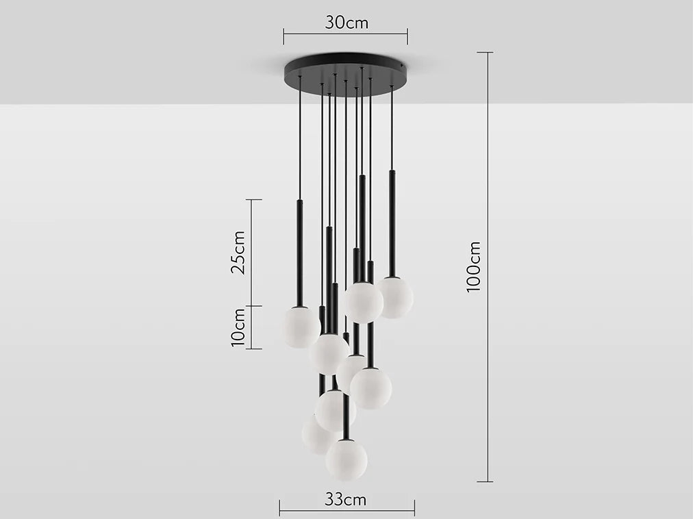 Charcoal grey cluster Ceiling Light, Dimensions.