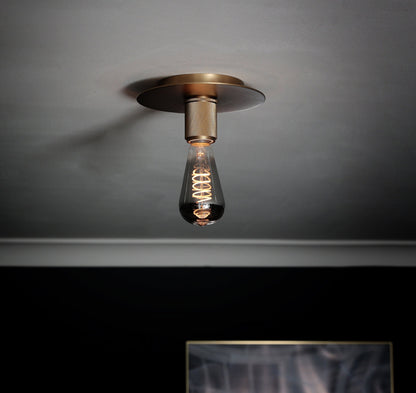 knurled disc ceiling light brass product photo 2