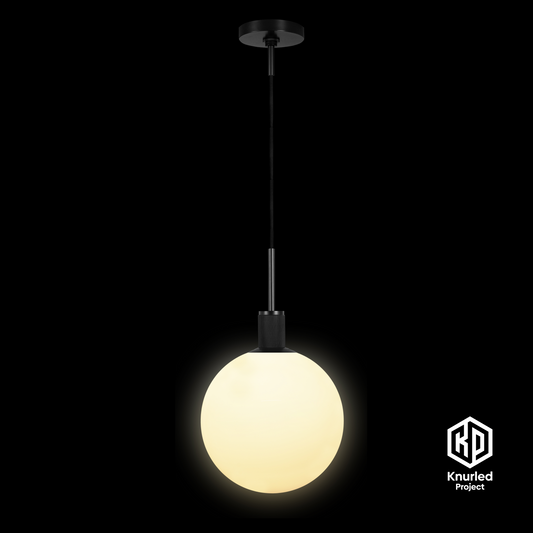 matte black pendant light 300mm opal shade product photo 1