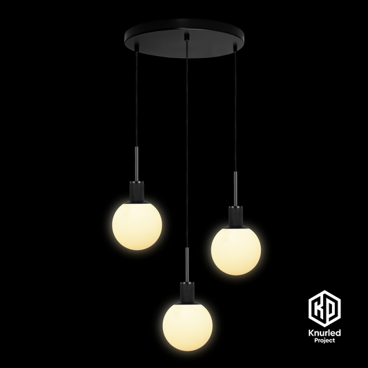 matte black 3 drop pendant light 150mm opal shade product photo 1