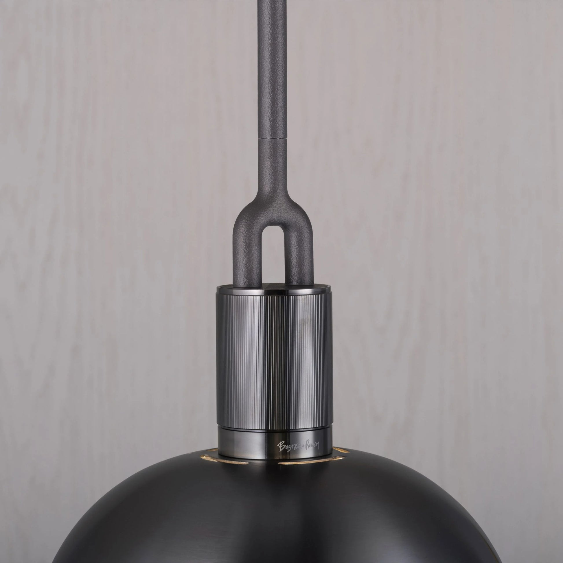 Forked Pendant Light / Shade / Medium gun metal, detailed close up of fork.