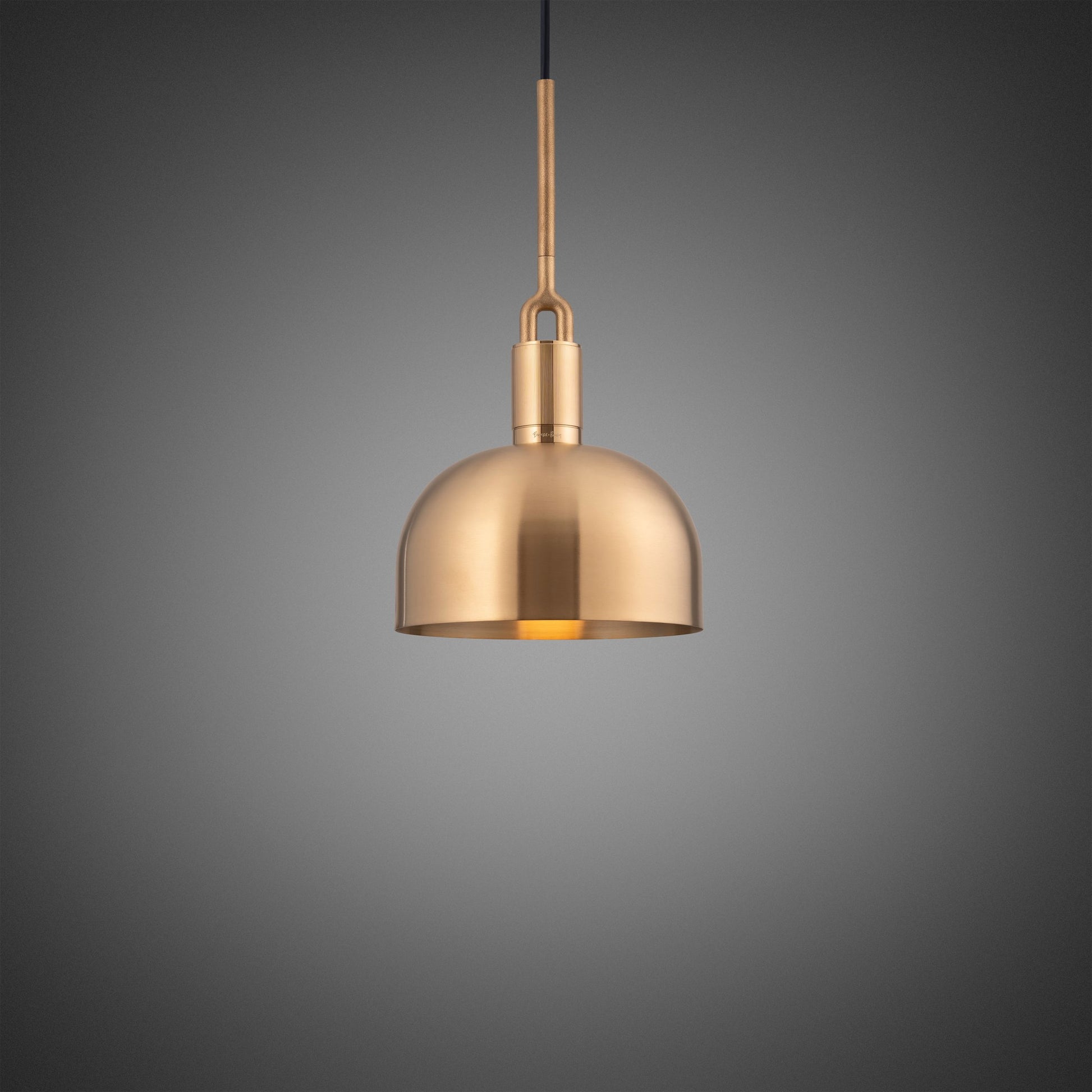 Forked Pendant Light / Shade / Medium brass, front view.