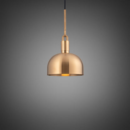 Forked Pendant Light / Shade / Medium brass, front view.