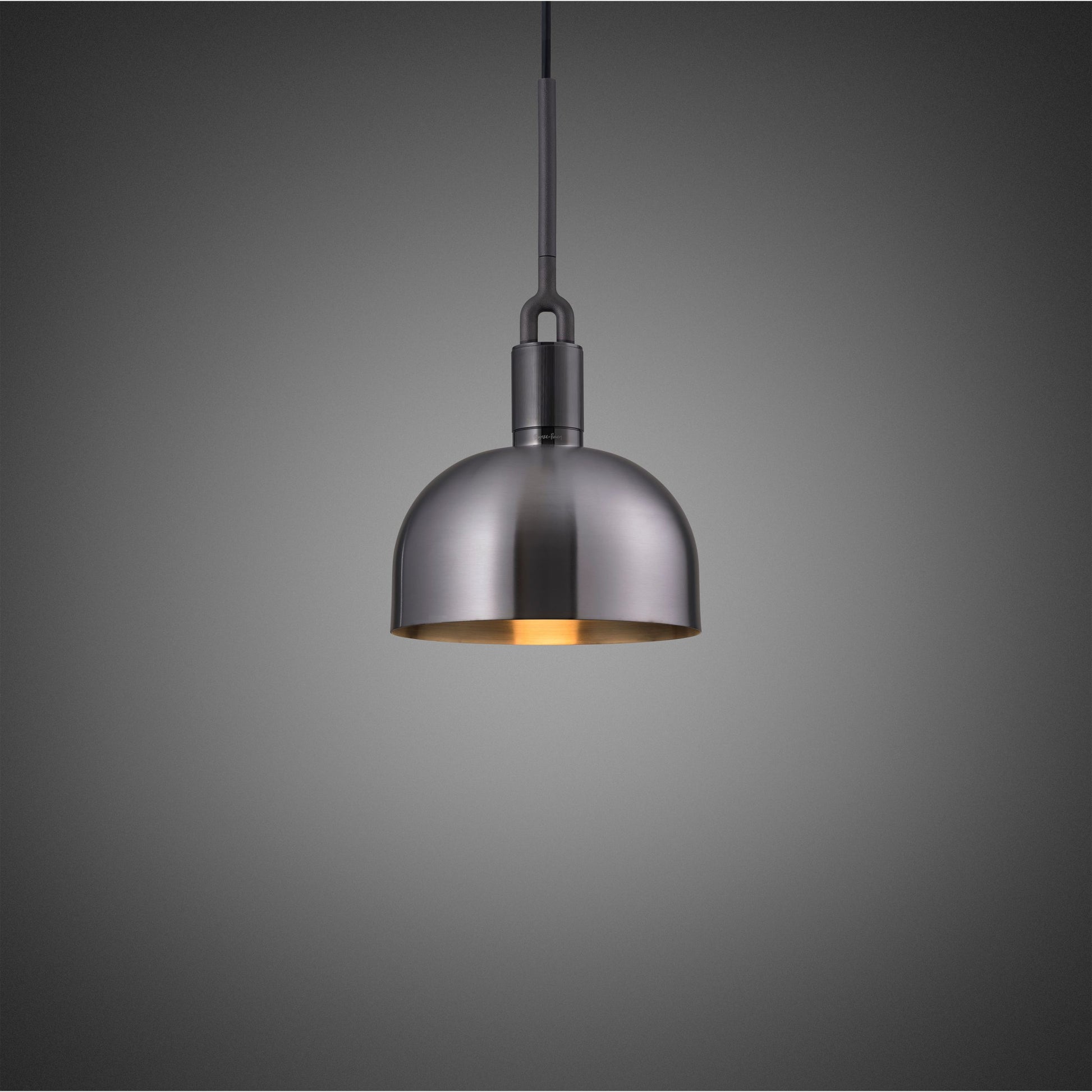 Forked Pendant Light / Shade / Medium gun metal, front view.